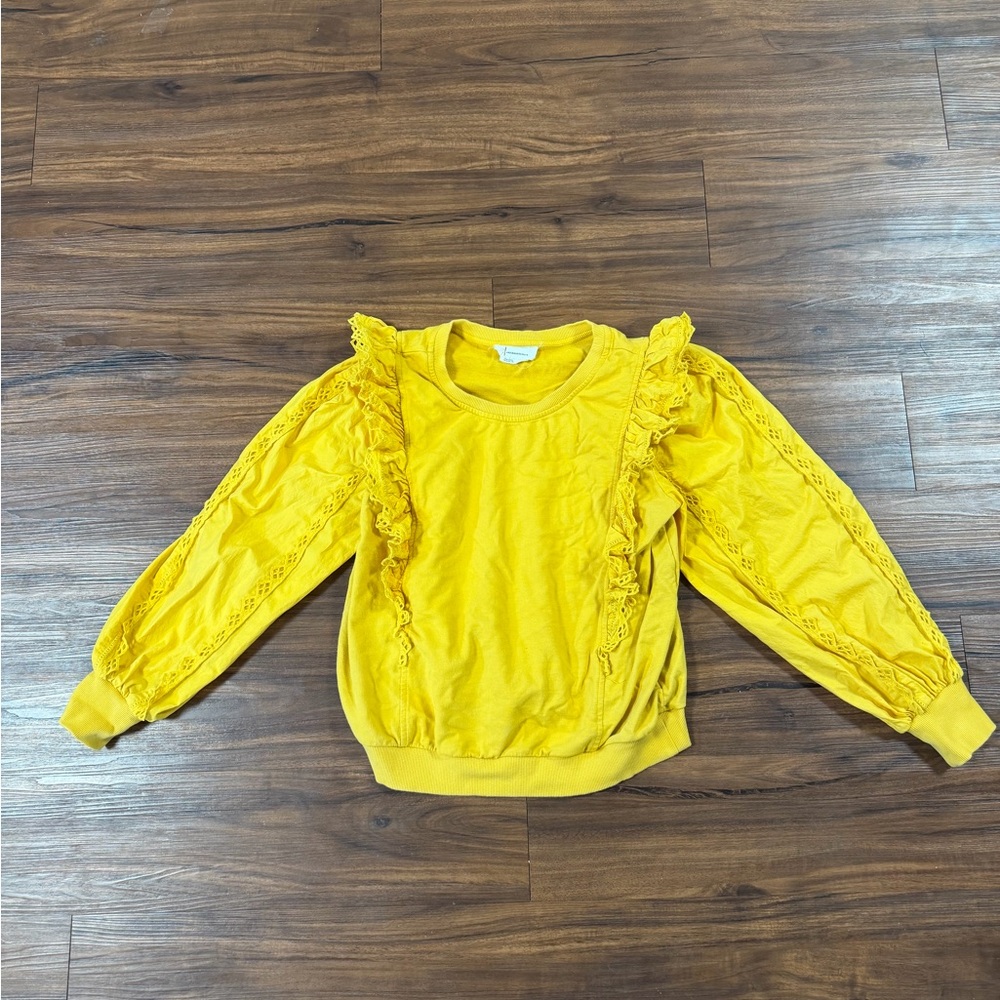 Anthropologie Yellow Ruffled Sweatshirt